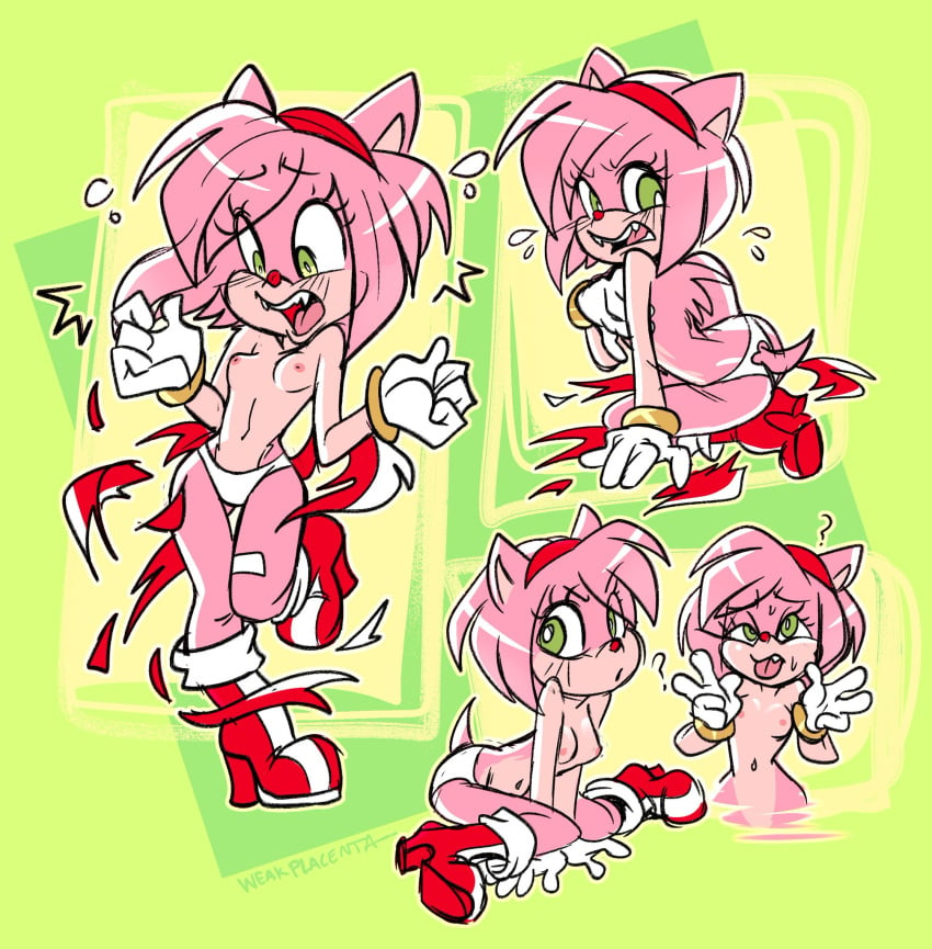 amy_rose angry ass boots breasts clothing covering covering_breasts embarrassed panties small_breasts sonic_(series) tagme torn_clothes weakplacenta