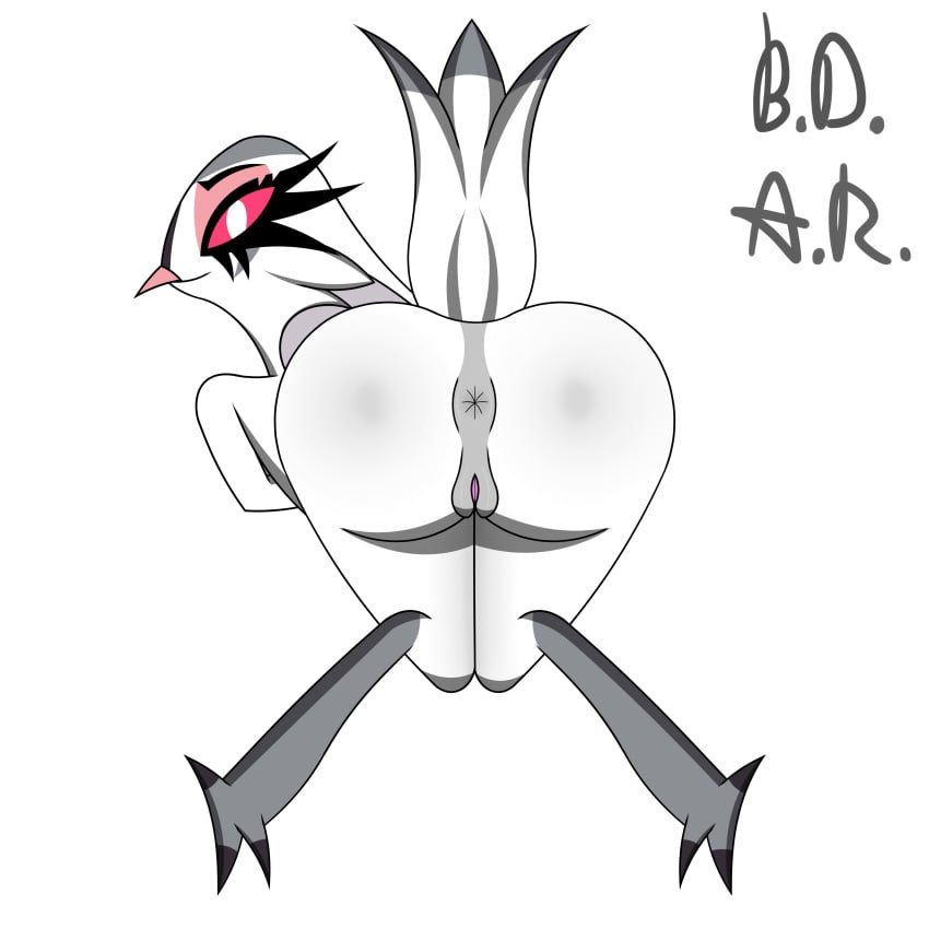 absurd_res animal_humanoid anus ass avian avian_demon avian_humanoid b.d.a.r. bird bird_humanoid female genitals helluva_boss hi_res humanoid looking_at_viewer looking_back owl owl_demon owl_humanoid presenting presenting_hindquarters pussy rear_view solo stella_(helluva_boss)