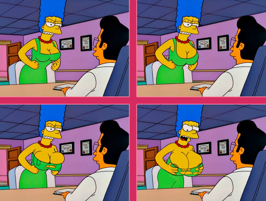 big_breasts blue_hair breast_expansion breasts breasts_out marge_simpson rokasta1_(artist) sequential_art the_simpsons