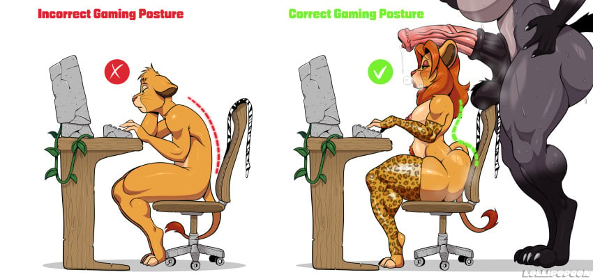 1boy 1femboy 1futa absurd_res animal_penis anthro areola balls big_balls big_breasts big_penis biped breasts chair clothing computer correct_gaming_posture_(meme) crossdressing disney duo elbow_gloves erection felid femboy femboy_focus femboysub feminization furniture futa_on_femboy futa_on_male futadom futanari genitals girly gloves gynomorph gynomorph/male hair hi_res horse_penis horsecock horsecock_futanari huge_breasts huge_cock huge_penis hyena intersex intersex/male legwear lion lollipopcon male malesub mammal meme nipples pantherine penis penis_on_head posture precum precum_drip precum_string pseudo-penis red_hair shenzi short_hair simba simba_(the_lion_king) sissification sissy sitting size_difference standing tail tall tall_futa the_lion_king thigh_highs thighhighs vein veiny_penis