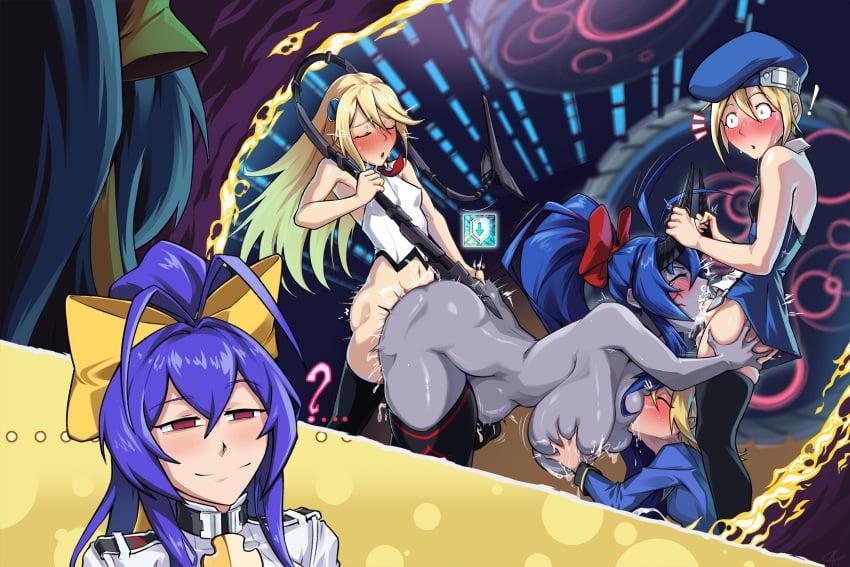 1girls 3futas 5girls another_dark_mai blazblue blazblue:_calamity_trigger blazblue:_chrono_phantasma blazblue:_continuum_shift blazblue_alternative_dark_war blazblue_remix_heart blazblueblazblue:_chronophantasma breast_grab breast_squeeze breast_sucking breasts camerata confused confused_expression confused_face confused_look doggy_style fellatio fivesome foursome futanari gripping_thighs horn_grab horns mai_natsume noel_vermillion portal pulling_tail sucking_nipples tail thigh_grab threesome