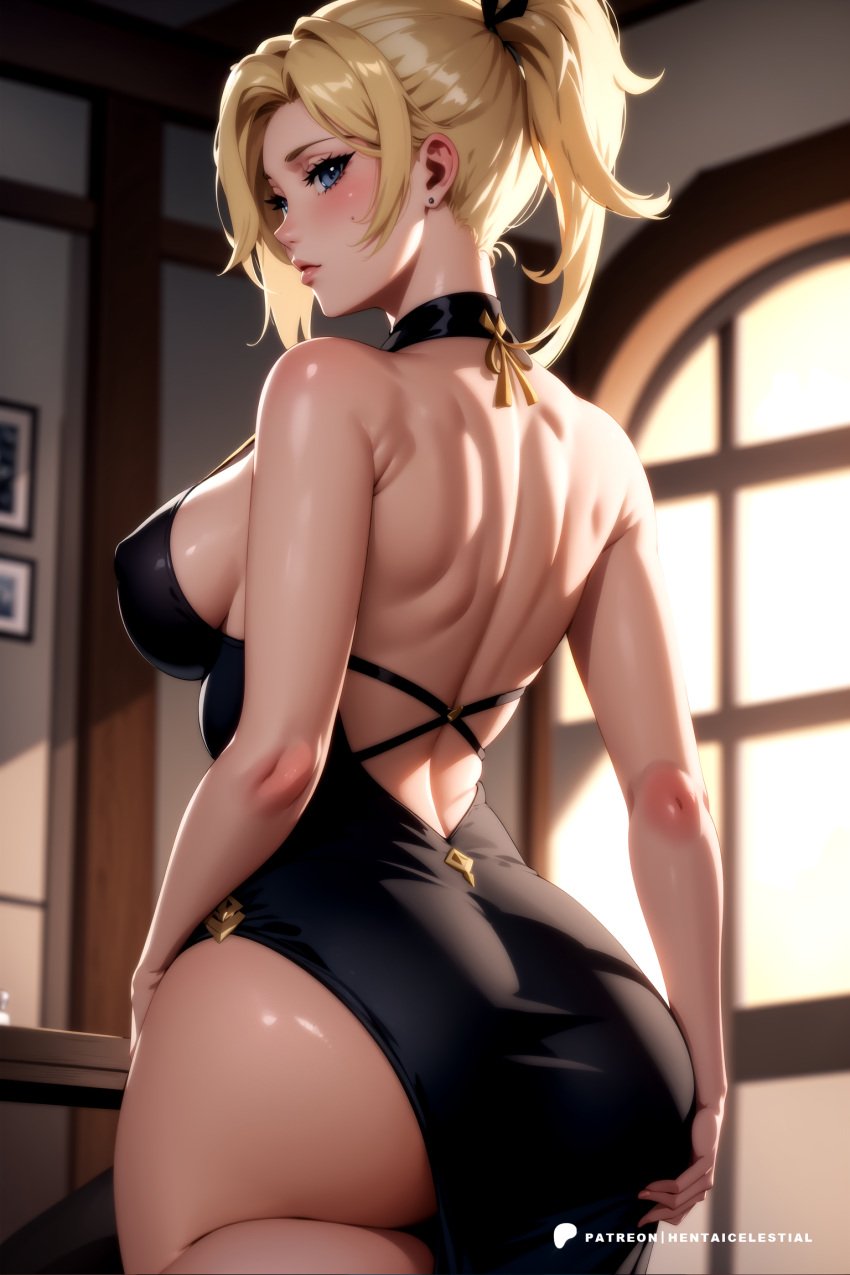 ai_generated angel angel_wings ass bimbo blonde_hair breasts cum curvy doctor eyelashes eyeliner female female_focus female_only german healer hentaicelestial hetero_sex heterosexual large_ass large_breasts large_thighs looking_at_viewer makeup mature_female mature_woman mercy navel nipples nurse overwatch overwatch_2 presenting pussy pussy_juice pussy_peek straight tagme thighs