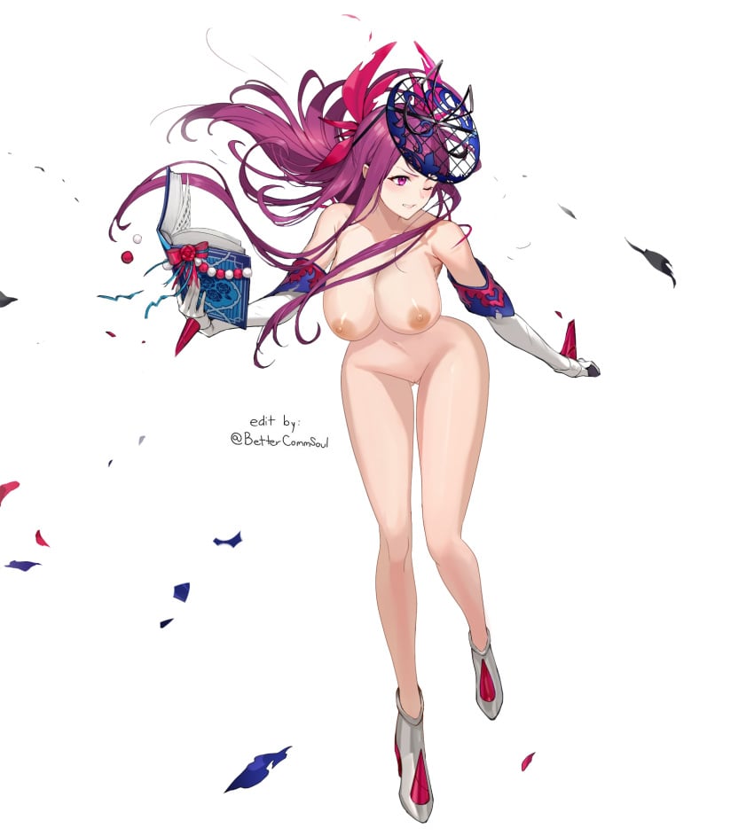 1girls ass_visible_through_thighs bare_legs bare_shoulders beauty_mark bettercommsoul book boots breasts clenched_teeth collarbone completely_nude edit elbow_gloves female female_only fire_emblem fire_emblem_engage fire_emblem_heroes full_body gloves hat hourglass_figure ivy_(fire_emblem) large_breasts legs long_hair mole mole_under_mouth naked_boots naked_footwear naked_gloves naked_hat nintendo nipples nude nude_female nude_filter one_eye_closed pink_eyes pink_hair pussy shoulders solo torn_clothes very_long_hair white_background wide_hips