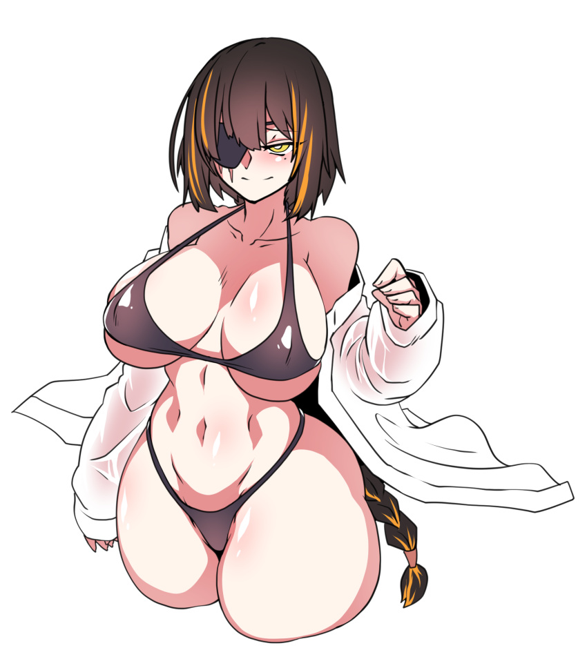 1girls bikini eyepatch girls'_frontline h_earth large_breasts m16a1_(girls'_frontline) solo tagme thick thick_thighs