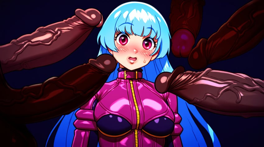 1girls 5boys ai_generated big_breasts big_penis black_cock black_male black_penis blue_hair blush bodysuit breasts choker dark-skinned_male dark_skin erection female fivesome hetero huge_cock imminent_group_sex imminent_sex interracial interracial_sex king_of_fighters kula_diamond light-skinned_female light_skin long_hair male male/female mmmmmf_sixsome multiple_penises nervous nervous_sweat novelai penis pickney red_eyes sixsome snk straight surprised surrounded surrounded_by_penises upper_body veiny_penis very_dark_skin