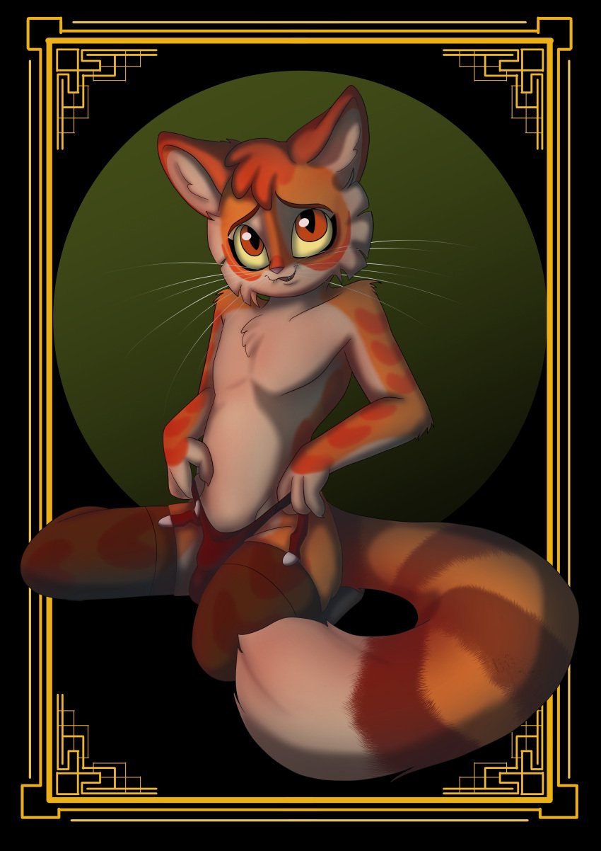 1boy anthro bulge calvin_mcmurray cute feline feminine_male freckle_mcmurray furry gay image_set lackadaisy lingerie lingerie_only male male_focus male_only nervous novadoesart seductive tail thighhighs webcomic