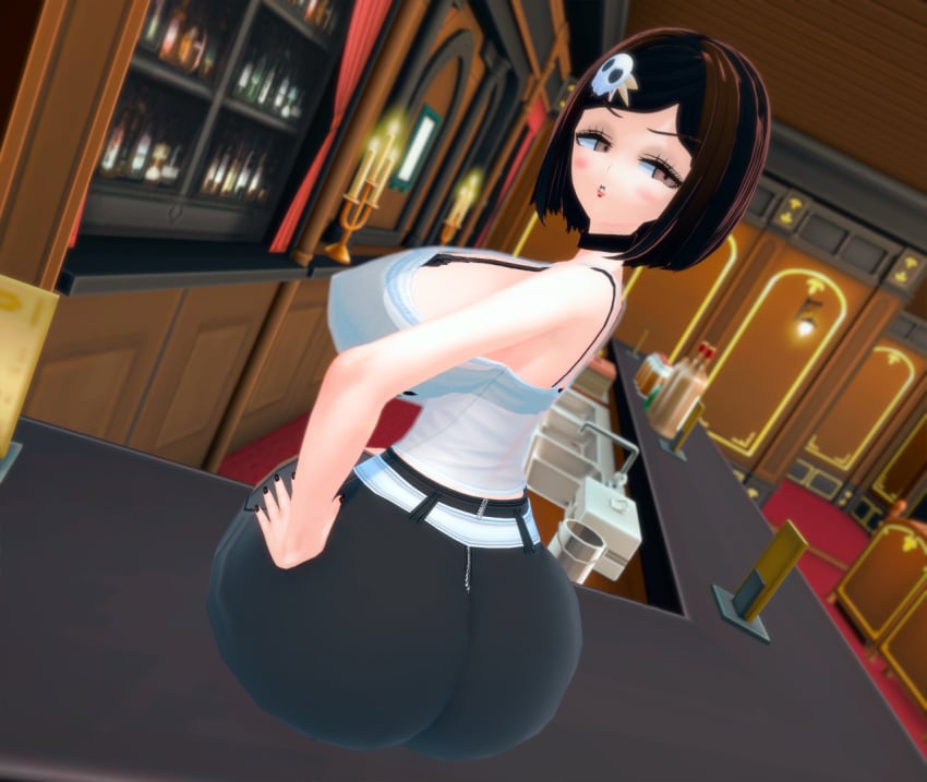 3d ass big_ass big_breasts black_bra black_lipstick black_nail_polish bra breasts danganronpa danganronpa_v3 eyeshadow goth gothic huge_ass huge_breasts lipstick nail_polish packed_mushrooms see-through skirt smooth_skin thick_thighs wide_hips yumeno_himiko