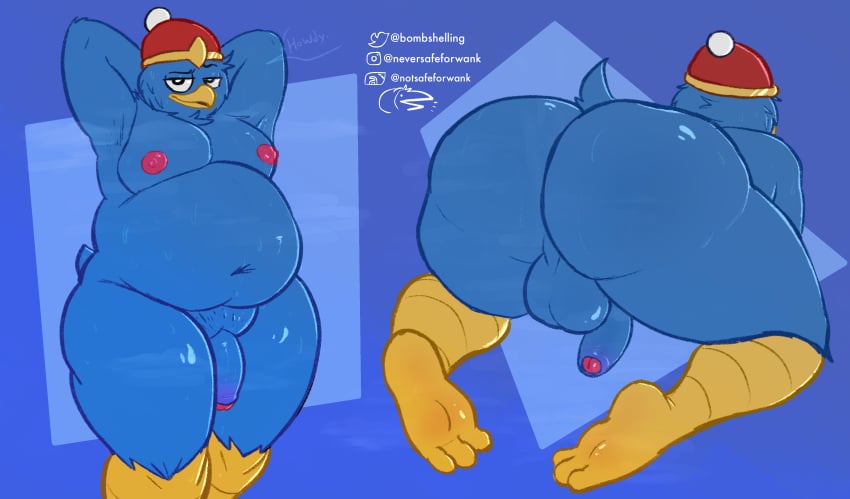 absurd_res anthro ass avian balls big_butt bird fupa genitals hi_res king_dedede kirby_(series) male musk nintendo nipples notsafeforwank overweight overweight_male penguin penis presenting presenting_hindquarters small_tail solo tail