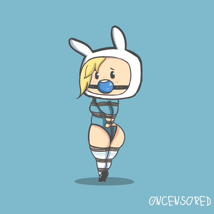 adventure_time ball_gag bondage cartoon_network chibi fionna_the_human_girl high_heels kawaii oncensored original rope_bondage