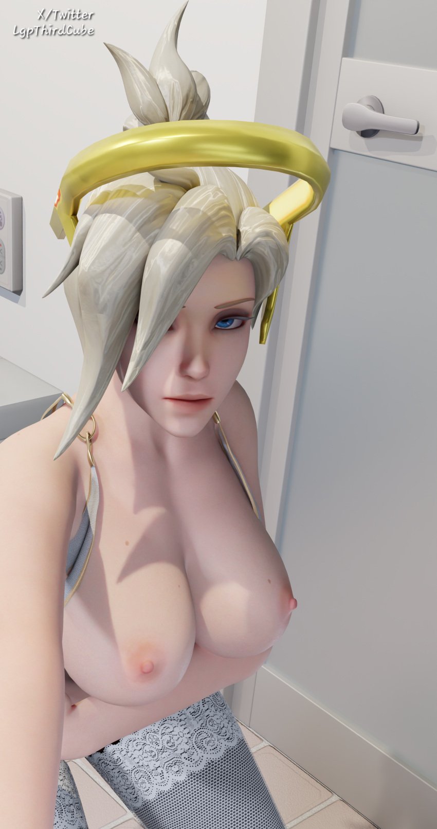 3d alternate_version_available angela_ziegler breasts lgpthirdcube looking_at_viewer mercy overwatch overwatch_2 selfie teasing teasing_viewer