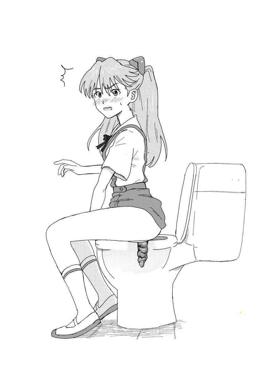 asuka_langley_sohryu neon_genesis_evangelion scat school_uniform shitting solo_female themarkedman toilet toilet_use