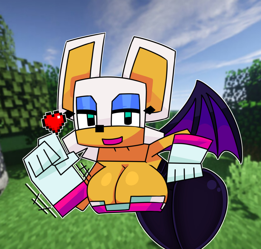 1girls big_breasts block chiropteran eyeshadow female female_only gloves heart_shape horaco minecraft rouge_the_bat sonic_(series) sonic_the_hedgehog_(series) thehoraco wings