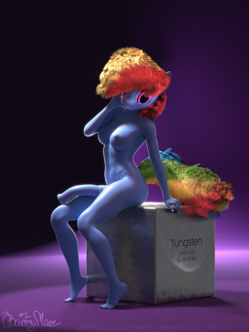 3d_(artwork) absurd_res animal_genitalia animal_penis anthro ass blender_(artwork) blue_body blue_skin breasts burrymare cube_(object) digital_media_(artwork) earth_pony equid equine equine_genitalia equine_penis friendship_is_magic genitals gradient_background gynomorph hair hasbro hi_res horse intersex looking_down mammal multicolored_hair multicolored_tail my_little_pony navel nipples penis pink_eyes pony rainbow_dash_(mlp) simple_background sitting solo tail