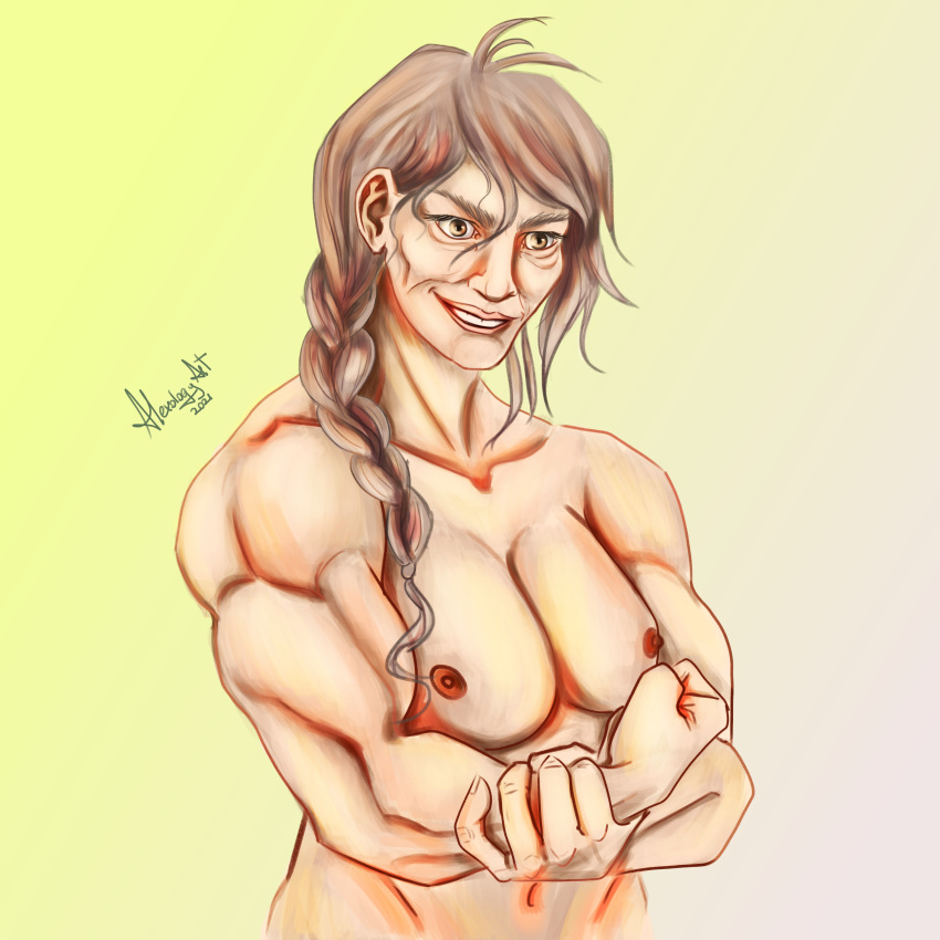 1girls 2021 alexology_art amelia_hughes braided_ponytail breasts buff cartoon_network female female_focus female_only fit hbo_max infinity_train muscular muscular_female naked nude nude_female