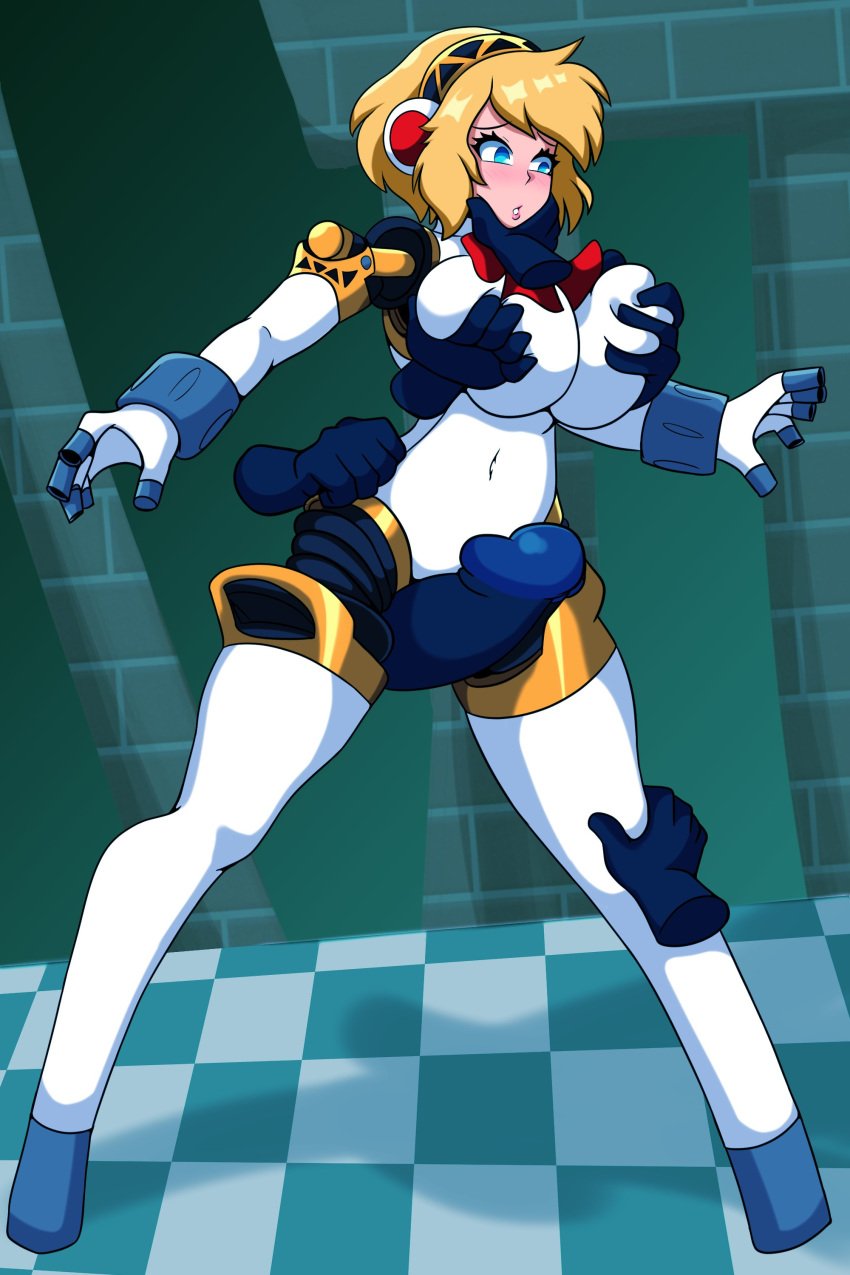 1girls 2024 aegis_(persona) aigis_(persona) blonde_hair digital_media_(artwork) disembodied_hand disembodied_penis groping iggy-bomb persona persona_3 robot robot_girl shadow_(persona) solo tagme uncensored