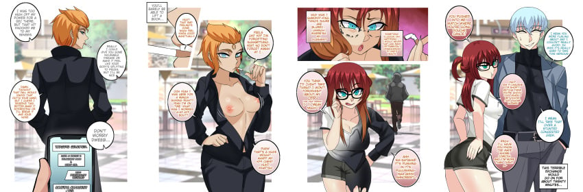 english_text erasethismail gender_transformation glasses lisp memory_alteration nerdification public_exposure red_hair small_breasts smoking_cigarette tagme transformation