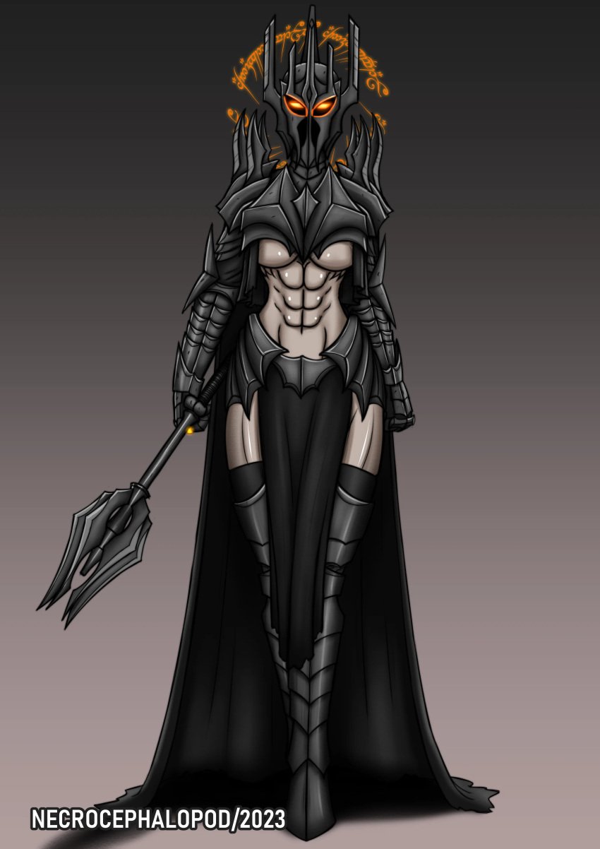 1girls female female_only lord_of_the_rings necrocephalopod rule_63 sauron_(lotr) solo solo_female