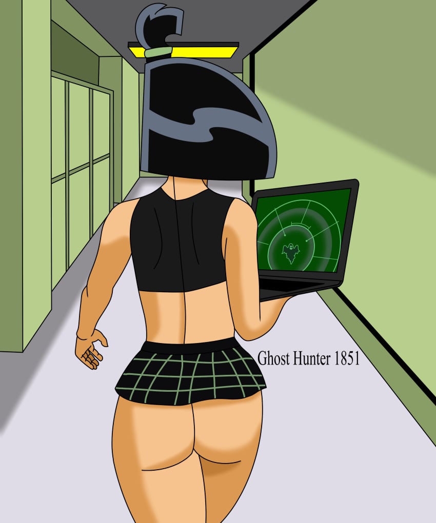 black_hair bottomless bottomless_female bubble_ass bubble_butt danny_phantom faceless_female female ghosthunter1851(artist) hallway holding_object laptop microskirt miniskirt nickelodeon ponytail round_ass round_butt sam_manson schoolgirl thick_ass thick_thighs walking walking_away