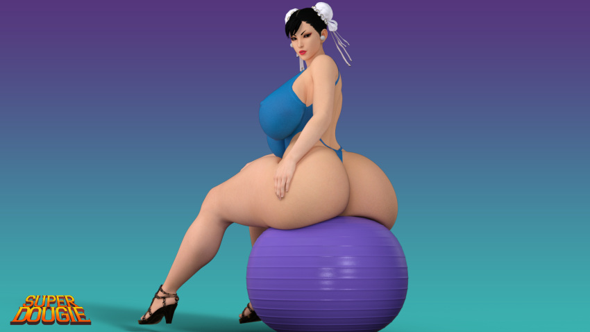 3d chun-li huge_ass huge_breasts leotard street_fighter street_fighter_v superdougie thick_thighs