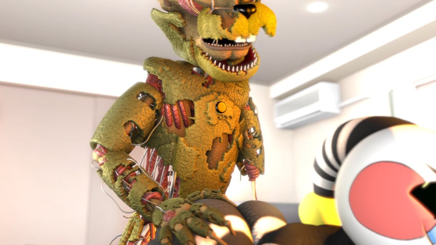 3d afton air_conditioner animatronic butt butt_grab duo five_nights_at_freddy's five_nights_at_freddy's_6 freddy_fazbear's_pizzeria_simulator hand_on_butt indoors marionette_(fnaf) puppet_(fnaf) robot scottgames scraptrap security_puppet_(fnaf) source_filmmaker william_afton