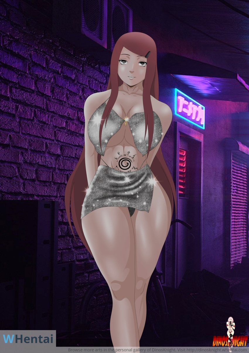 1girls alley arms_behind_back bare_legs bare_shoulders big_breasts breasts cleavage clothed_female clothing dinosknight dress female female_only long_hair midriff milf minidress naruto naruto_(series) naruto_shippuden nipples no_bra panties prostitute prostitution purple_eyes red_hair revealing_clothes sfh solo solo_focus stomach_tattoo tattoo underboob uzumaki_kushina walking walking_towards_viewer whentai wide_hips