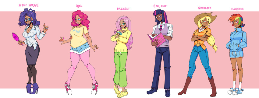 applejack_(mlp) before before_and_after bimbo bimbofication bimbophi dark_skin female fluttershy_(mlp) fully_clothed high_heel_boots high_heels multiple_girls my_little_pony pinkie_pie_(mlp) rainbow_dash_(mlp) rarity_(mlp) smooth_skin transformation twilight_sparkle_(mlp)