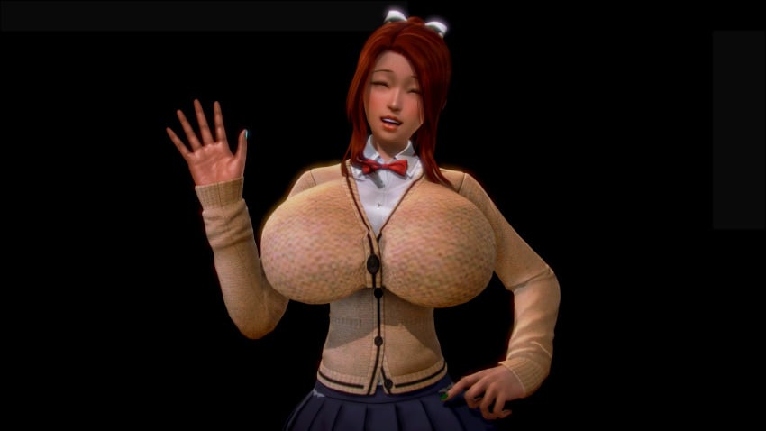 1girls 3d alternate_breast_size anon big_ass big_breasts bimbo bimbofication body_modification bow breast_expansion breast_inflation bursting_breasts cute doki_doki_literature_club eye_contact fat_ass fondling fourth_wall game_cg green_eyes hair_ornament honey_select horny huge_breasts large_breasts looking_at_viewer massive_breasts monika_(doki_doki_literature_club) ponytail pose red_hair school_uniform schoolgirl solo sweater theduudeman thick thick_thighs thighs tight_clothing void wide_hips