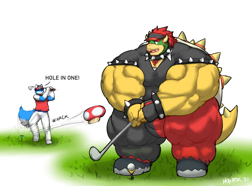 abs biceps bodybuilder bowser golf golf_club golf_course golf_outfit growth growth_sequence hyper hyper_balls hyper_genitalia hyper_muscles hyper_penis hyper_testicles koopa male male_focus male_only mario_(series) mario_golf marvolk muscle muscles muscular muscular_arms muscular_ass muscular_back muscular_legs muscular_male muscular_thighs nintendo nipples pecs penis_growth ripped_clothing super_mushroom veins veiny_penis