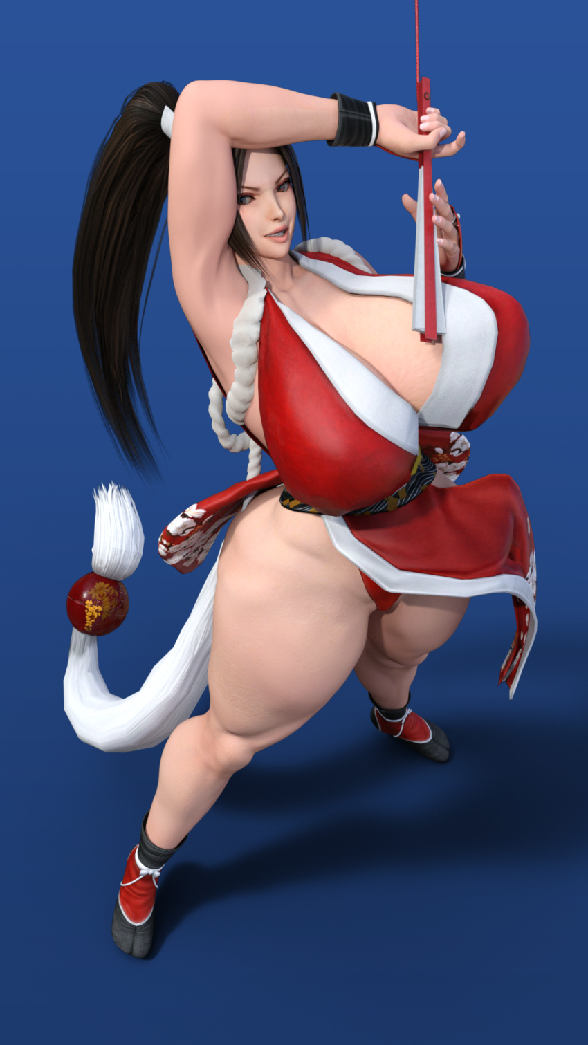 1girls 3d breasts brown_hair curvaceous curvy female female_focus final_fight hips huge_breasts king_of_fighters mai_shiranui ponytail solo solo_female solo_focus superdougie thick_thighs thighs voluptuous wide_hips