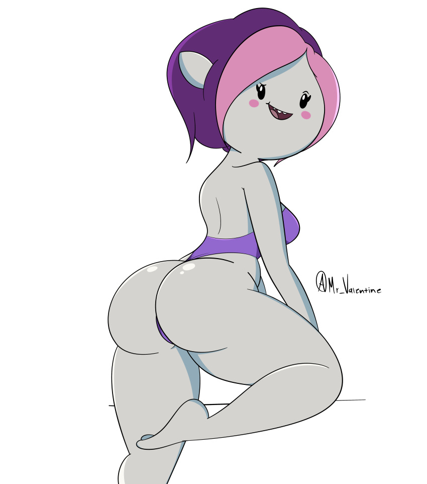 1girls 2021 ass big_ass big_breasts blush bravest_warriors cute female grey_skin looking_at_viewer looking_back mr_valentine00 multicolored_hair one-piece_swimsuit pink_hair plum_(bravest_warriors) purple_hair swimsuit white_background