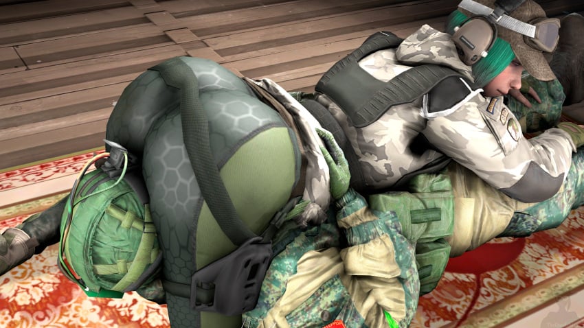 1boy 1girls 3d asphyxiation ass ass_expansion ass_focus ass_smothering big_ass biting_lip butt_focus butt_sniffing camouflage carpet clothed dominant_female domination ela_(rainbow_six) facesitting fat_ass femdom fetish fully_clothed fuze fuze_(rainbow_six) goggles goggles_on_head green_hair grinding hat helmet huge_ass laying_on_top looking_back looking_pleasured rainbow_six rainbow_six_siege secretly_loves_it sfm smothering source_filmmaker submissive_male theduudeman tight_clothing tight_pants yoga_pants