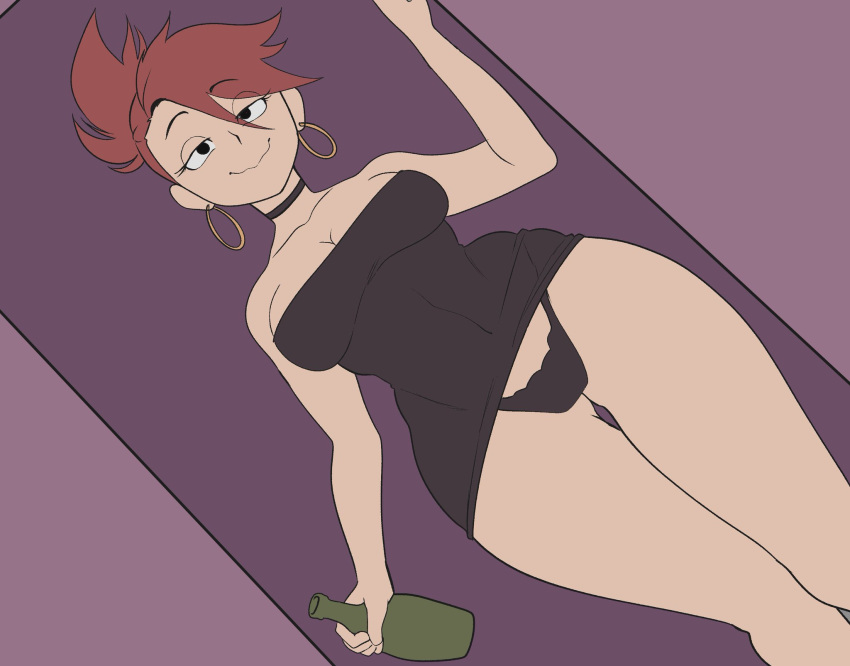 black_clothing black_panties cartoon_network drunk female foster's_home_for_imaginary_friends frankie_foster looking_at_viewer red_hair shybred tagme
