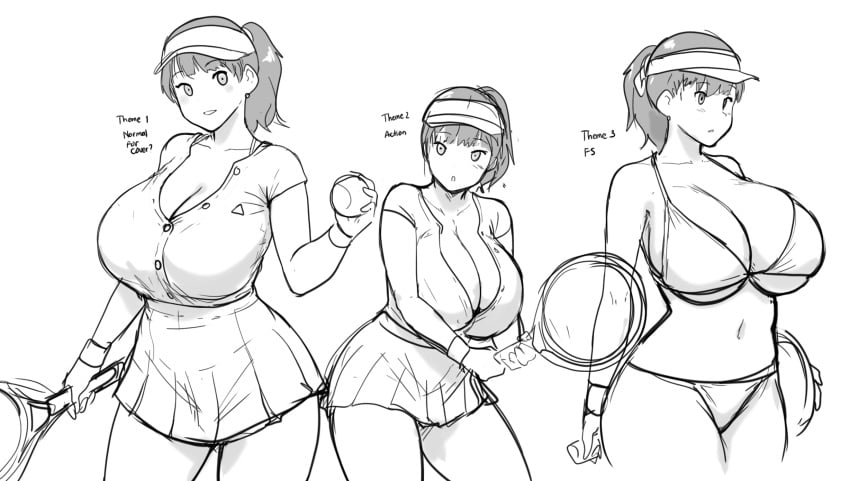 bikini character_study errorkazoo female monochrome rina_atherina_(errorkazoo) sketch solo tennis