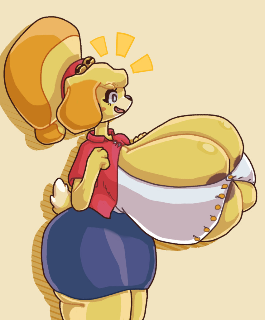 2021 animal_crossing breasts canine female hyper_breasts isabelle_(animal_crossing) nintendo nipples tagme tascom