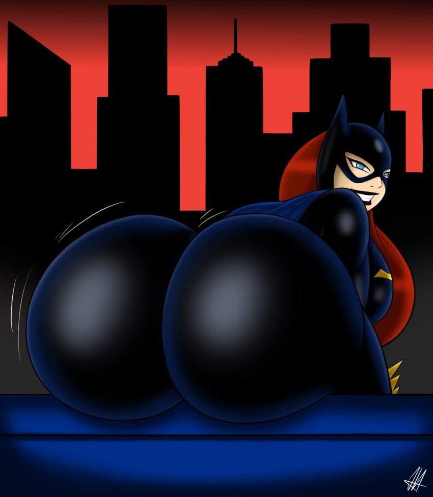 1girls ass ass_focus barbara_gordon batgirl batman:_the_animated_series batman_(series) big_ass big_breasts big_butt bodysuit bottom_heavy breasts busty butt clothed clothed_female curvy dc dc_comics dcau female female_only fully_clothed huge_ass huge_butt jarsman_(artist) looking_at_viewer looking_back pawg red_hair shiny sitting smile smiling superheroine tagme thick_ass voluptuous