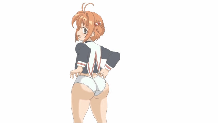 1girls animated ass big_ass blush brown_hair bubble_butt cardcaptor_sakura ccsfankei fankei female gangbang green_eyes human light-skinned_female light_skin looking_back panties sakura_kinomoto school_uniform short_hair showing_ass ugoira underwear wide_hips