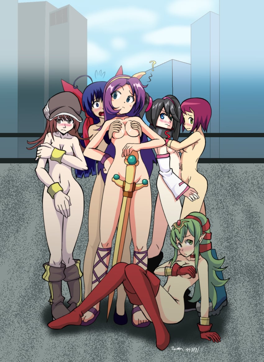 athena_asamiya blue_hair covering_breasts fatal_fury female fire_emblem fire_emblem_awakening garou:_mark_of_the_wolves holding_breast hotaru_futaba hugging_breasts mega_man mega_man_star_force nude shiki_misaki shoes sonia_strumm the_world_ends_with_you tiki_(adult)_(fire_emblem) tiki_(fire_emblem) whatsittoya