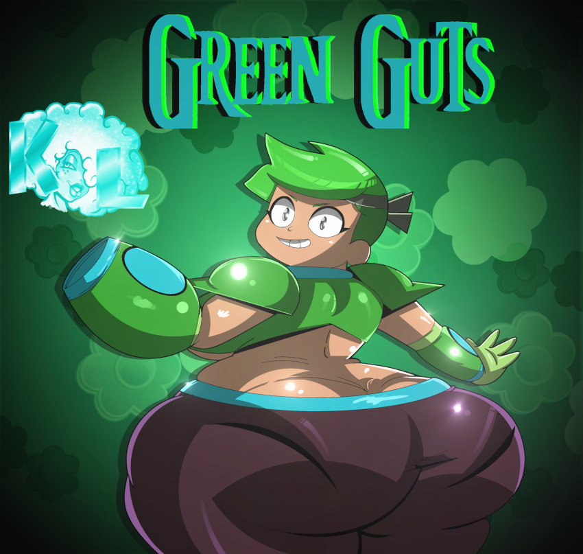 1girls ass cartoon_network female female_only green_guts green_hair kurvylass large_ass ok_k.o.!_let's_be_heroes short_hair solo thick_ass tight_pants