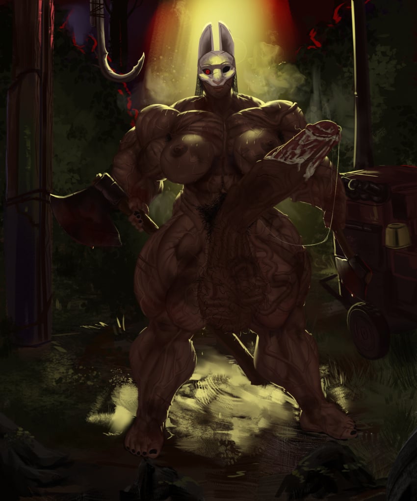 1futa aggressive areola axe big_areola big_balls big_breasts big_muscles big_nipples big_penis blood_on_hand blood_stain breasts brown_skin bunny_mask bushy_pubes dangling_testicles dirty_body dirty_feet erect_penis excessive_smegma forest_background futa_only futanari generator hairy hairy_armpits hairy_balls hook huge_balls huge_cock huge_muscles huntress_(dead_by_daylight) looking_at_viewer muscular muscular_futanari nipples painted_nails painted_toenails perky_breasts precum pubic_hair red_eyes retracted_foreskin sagging_balls saggy_balls saltychocolate3 smegma smegma_drip solo_futa sweat sweaty thick_penis vascular veins veiny veiny_muscles veiny_penis