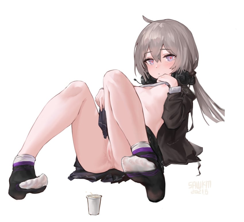 anus breasts feet female girls'_frontline m200_(girls_frontline) nipples no_bra nopan pussy pussy_juice sawkm shirt_lift skirt_lift socks uncensored