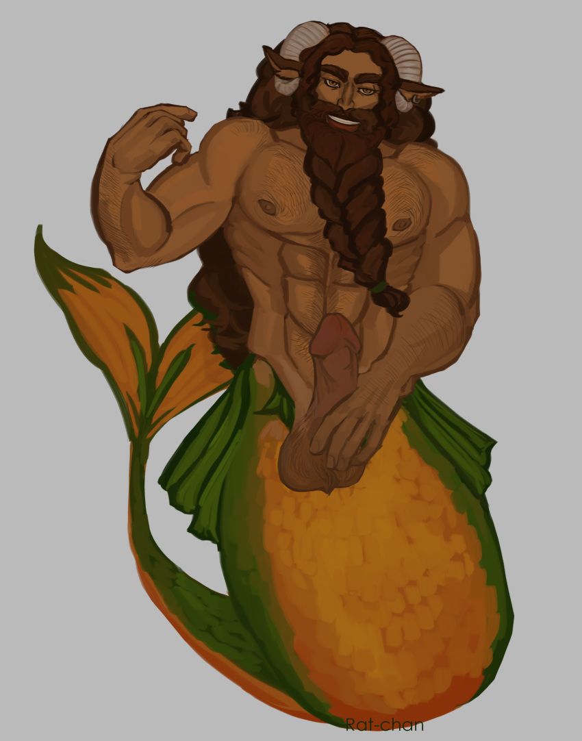 1boy abs amber_eyes animal_ears artist_name ball_tuft balls ballsack bara bartel beard big_balls body_hair braided_beard brown_hair confident curly_hair erection facial_hair fish_tail gay green_scales hairy_balls hairy_chest hairy_male half-human heavy_balls holding_penis horns humanoid humanoid_penis hunk hybdrid inviting inviting_to_sex long_beard long_hair_male male male_nipples male_only masculine mature_male merman muscles muscular_male mustache nude_male pecs penis proud rat_chan_(artist) scrotum smile testicles veiny_penis yellow_scales