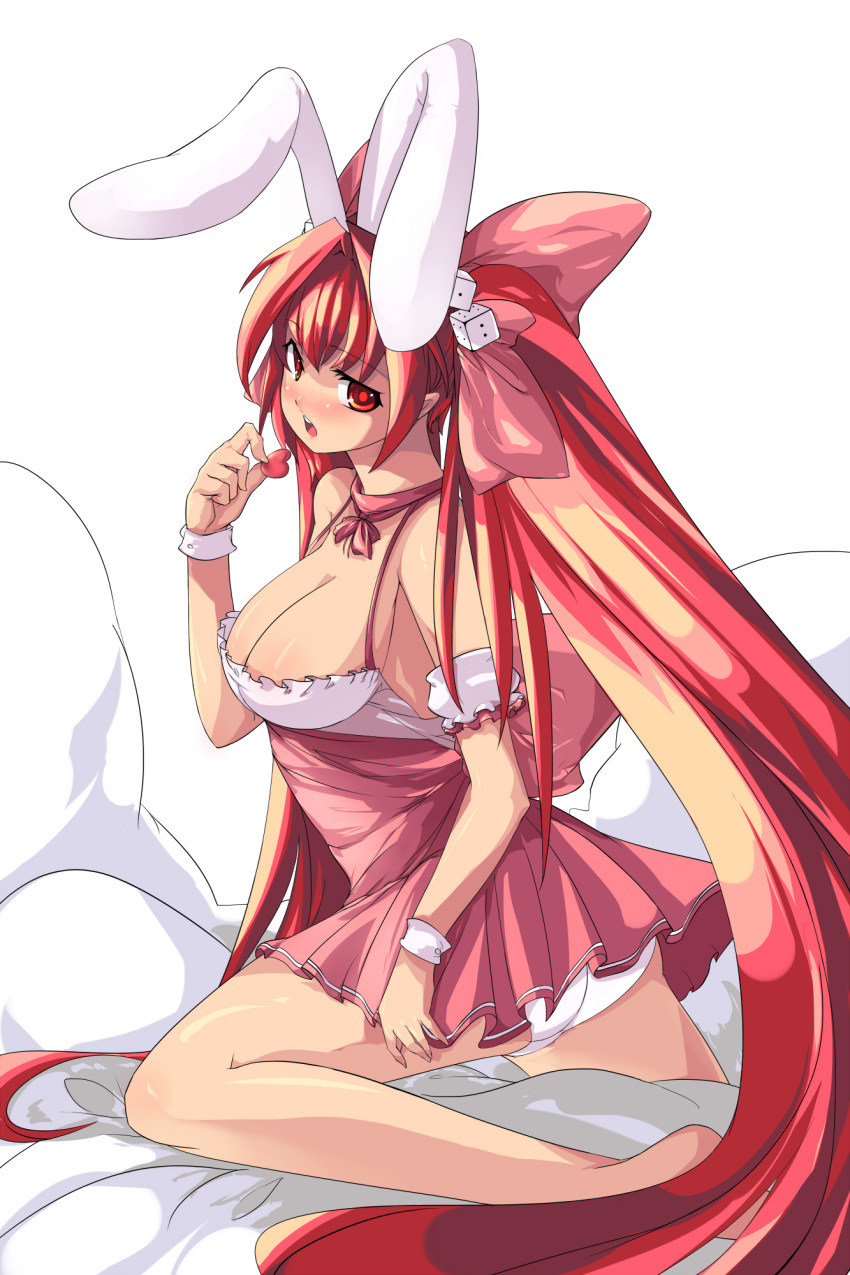 1girls animal_ears ass breasts bunny_ear bunny_ears bust cleavage cute di_gi_charat dice female highres human large_breasts light-skinned_female light_skin long_hair panties pantyshot pink_hair red_eyes saiste twintails underwear usada_hikaru white_panties