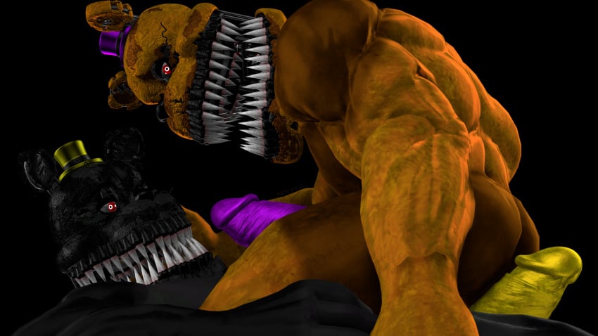 2boys 3d abs absurd_res animatronic anthro anthro_on_anthro anthrofied ass bara bear before_and_during_pregnancy before_sex biceps big_penis black_body black_skin butt cock dick duo erect_penis erection five_nights_at_freddy's five_nights_at_freddy's_4 gay gay_couple half-closed_eyes hat headgear headwear ingame_model lagomorph leporid machine mammal muscles muscular muscular_male nightmare707 nightmare_(fnaf) nightmare_fredbear_(fnaf) open_mouth orange_body orange_skin penis penis_on_ass penis_on_butt pink_penis red_eyes robot sharp_teeth top_hat video_games yellow_penis