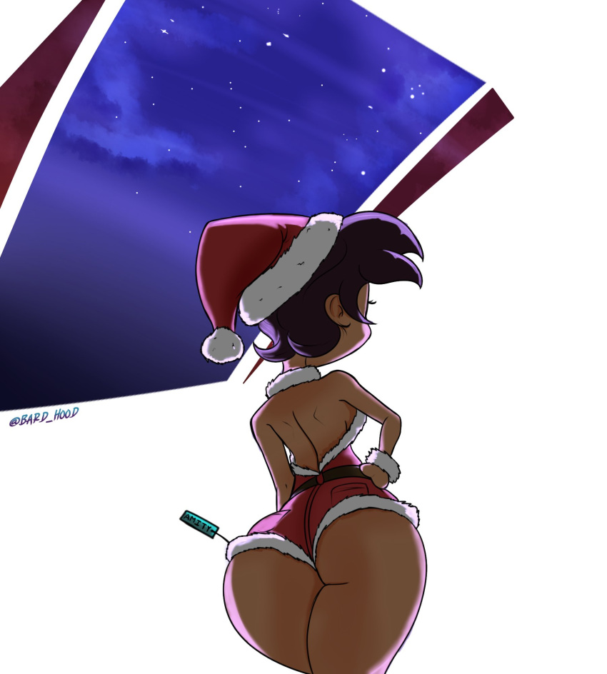 1girls 2020 ass back_view backboob big_ass breasts christmas christmas_outfit dark-skinned_female dark_skin faceless_female female gift hand_on_hip hand_on_own_hip holidays huge_ass implied_yuri latina luz_noceda rogueartlove seductive smooth_skin solo teenager the_owl_house