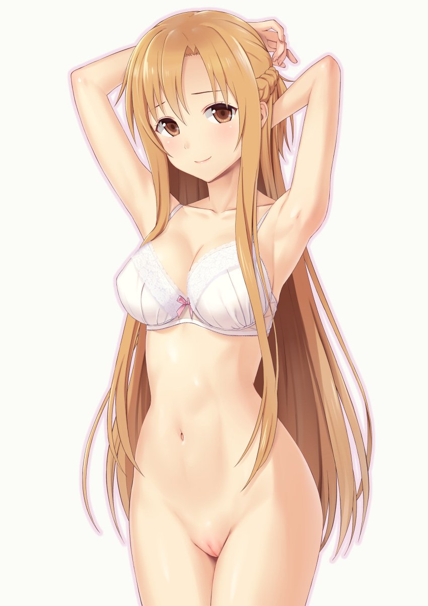 bottomless bra n.g. pussy red_hair sword_art_online uncensored yuuki_asuna