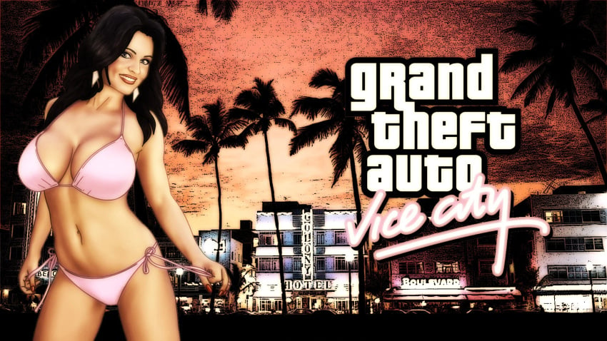 grand_theft_auto grand_theft_auto:_vice_city promotional_art redfill solo vice_city_cover_girl