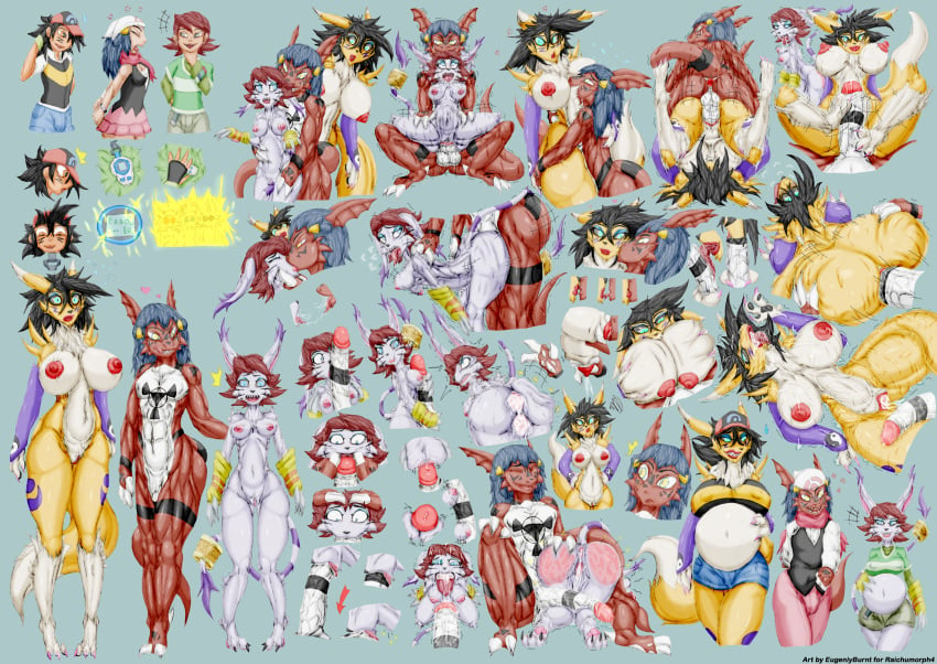 absurd_res anthro ash_ketchum ass bandai_namco bimbo bimbofication bodily_fluids breast_play breasts crossover cum cum_on_face dawn_(pokemon) digimon digimon_(species) eugeniyburnt fellatio female gatomon gender_transformation genital_fluids group guilmon hi_res human impregnation kengo_(pokemon) kenny_(pokemon) kissing lips male male/female mammal muscular muscular_male nintendo one_after_another oral penile pokemon pregnant renamon rule_63 satoshi_(pokemon) sex size_difference slap slapping species_transformation tailmon thick_thighs titjob tongue transformation video_games wide_hips