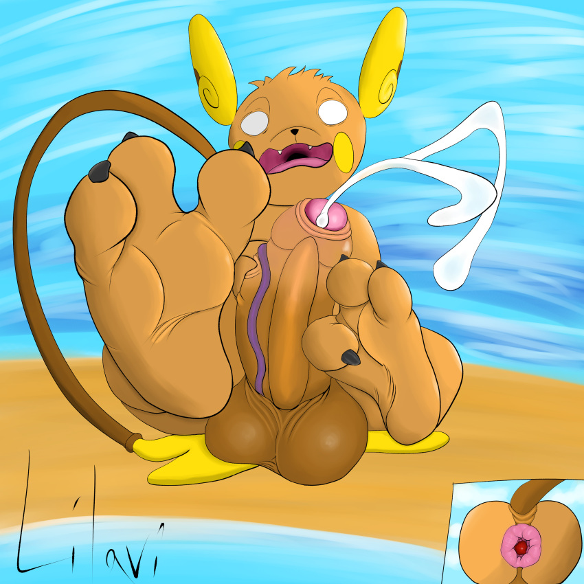 1:1 absurd_res alolan_raichu ass balls big_balls big_butt big_penis big_vein feet fluff_fruit foot_fetish foreskin furry genitals hi_res hindpaw huge_balls huge_butt huge_cock humanoid_genitalia lilavi male nintendo paws penetration penis pokémon_(species) pokemon pokemon_(species) pokemon_snap raichu regional_form_(pokemon) solo surprise surprised_expression video_games