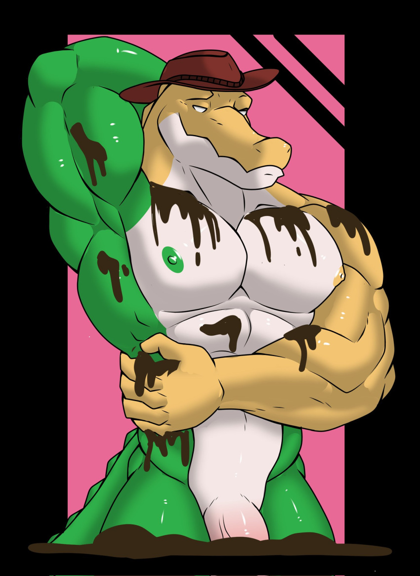 1boy 1male 2024 abs anthro anthro_focus anthro_only anthro_solo barely_visible_genitalia completely_nude completely_nude_male cringe_croc crocodile crocodilian crocodylid digital_drawing_(artwork) digital_media_(artwork) gummigoo_(the_amazing_digital_circus) gummy_(food) gummy_creature hat headgear headwear honey honey_(food) living_candy living_food male male_anthro male_focus male_only muscle muscles muscular muscular_anthro muscular_male nude nude_male pecs pectorals penis penis_outline reptile reptile_humanoid smile smiley_face smiling solo solo_anthro solo_focus solo_in_panel solo_male solo_male the_amazing_digital_circus