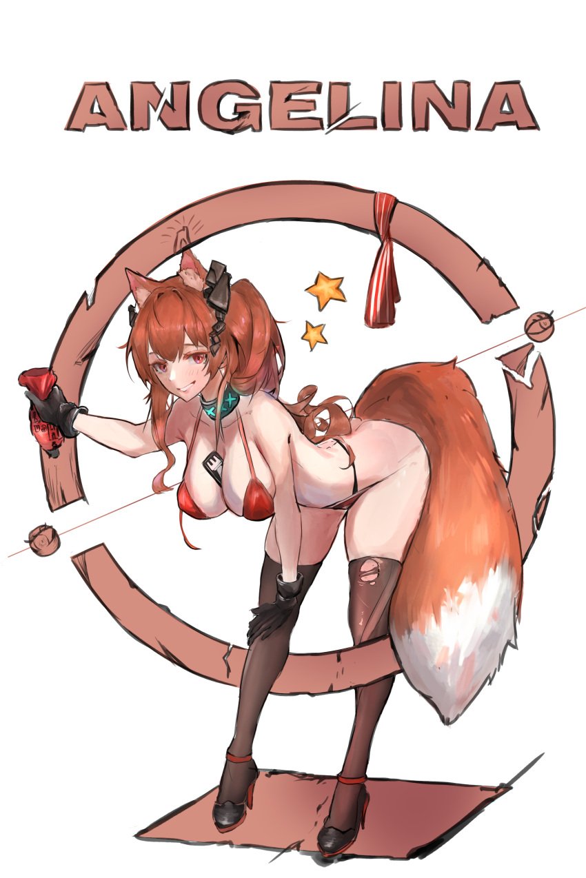 1girls angelina_(arknights) arknights bottomless fox_ears fox_girl hi_res huge_tail syr_syr_ss tail